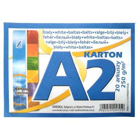 Balts kartons 250 g/m², Kreska