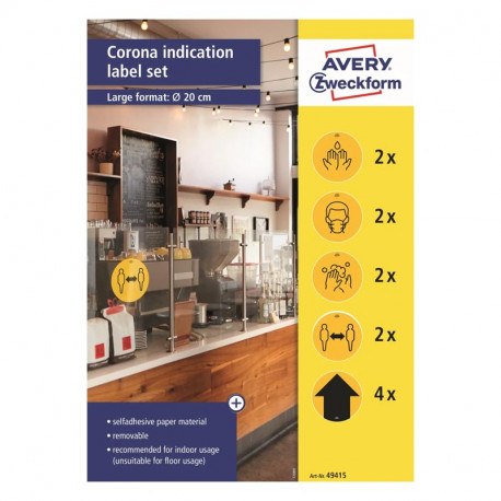 Hygiene labels and directional arrows For guidance, Ø 200 mm, yellow