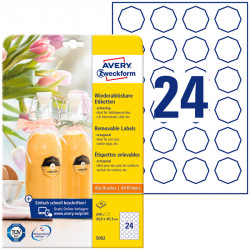 Removable Labels Octagonal 40.8 x 40.3 mm, Avery Zweckform