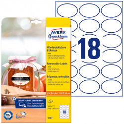 Removable Labels Oval 63.5 x 42.3 mm, Avery Zweckform