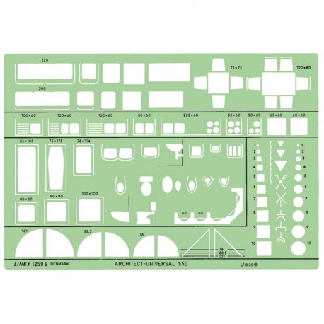 Universāls arhitekta trafarets 1259S, Linex