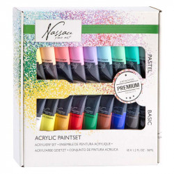 Acrylic Paintset Pastel + Basic 18 x 1.2 FL OZ x 36 ml, Nassau Fine Art