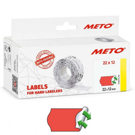 Labels for Hand Labelers 22 x 12 mm (red, removable) 6000 pcs., Meto