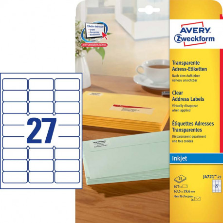 Clear Shipping Labels 63.5 x 29.6 mm, Avery Zweckform