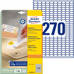 Multipurpose Removable Labels 17.8 x 10 mm, Avery Zweckform