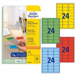 Coloured Removable Labels 63.5 x 33.9 mm, Avery Zweckform