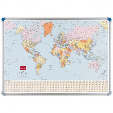 Pasaules politiskā karte 124 x 87 cm magnētiska, Nobo