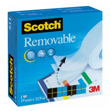 Pārlīmējama līmlente 19 mm x 33 m Scotch Removable, 3M