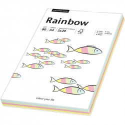 Coloured Paper Rainbow A4 5x20 sheets, Papyrus