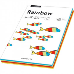 Krāsains papīrs Rainbow A4 5x20gab. košie toņi, Papyruss