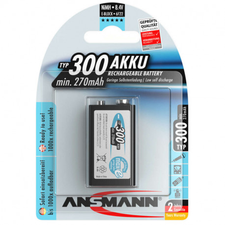 Akumulatoru baterija 9V 300, Ansmann