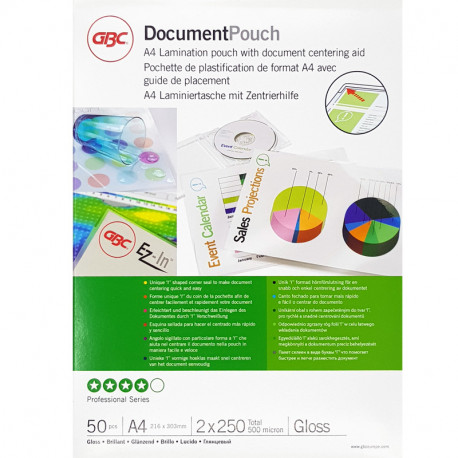 A4 Lamination Pouch with Document Centering Aid Professional Series, GBC