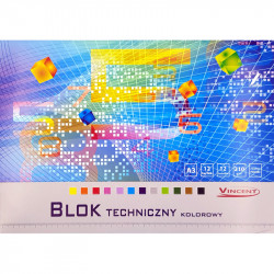 Coloured Cardboard Block A3 210g/m² 12 sheets, Kreska