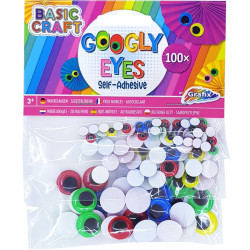 Colored Self-adhesive Googly Eyes Basic Craft 100pcs., Grafix
