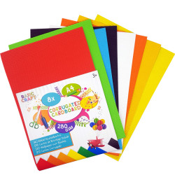 Corrugated Cardboard A4 280g/m² 8 colors, Basic Craft