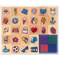 Wooden Stamp Set Icons 26pcs., Grafix