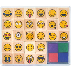 Wooden Stamp Set Emoji 26pcs., Grafix