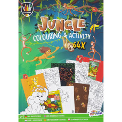Colouring & Activity Book Jungle 64 Pages, Grafix