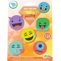 Diamond Painting Stickers Emoji 12pcs., Grafix