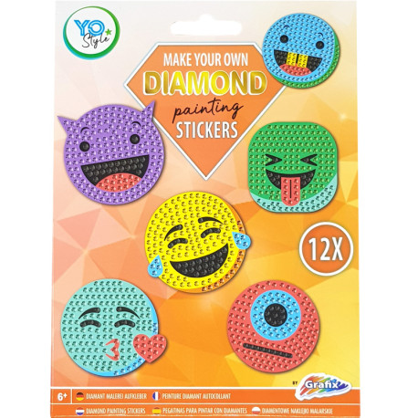 Diamond Painting Stickers Emoji 12pcs., Grafix