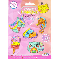 Diamond Painting Stickers Unicorns 12pcs., Grafix