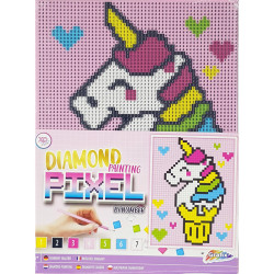 Diamond Painting Pixel by Number Unicorn 15x20cm, Grafix