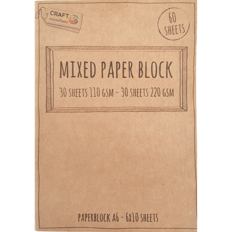 Mixed Paper Block A6 110 & 220g/m² 60 Sheets, Craft Sensations