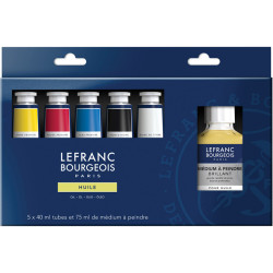 5x40ml Tubes of Lefranc & Bourgeois Fine Oil and 75ml Painting Medium