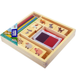 Wooden Stamp Set Animals, Grafix