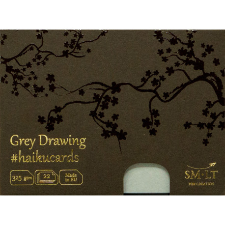 Grey Drawing Haikucards 15x10cm 325g/m² 22pcs., Smiltainis