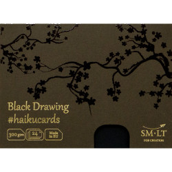 Black Drawing Haikucards 15x10cm 300g/m² 24pcs., Smiltainis