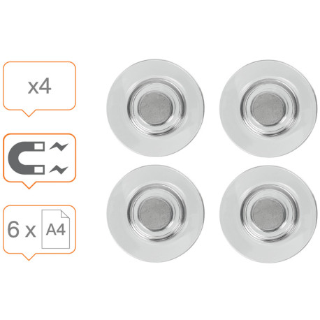 Nobo Glass Whiteboard Magnets ⌀32mm 4 Pcs