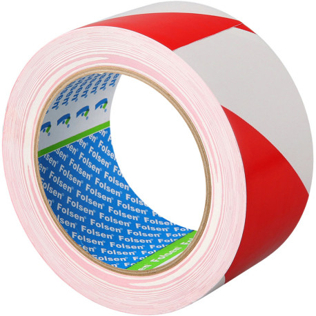 Adhesive Warning Tape Red/White 50mmx33m PVC, Folsen