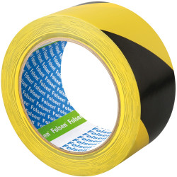 Adhesive Warning Tape Black/Yellow 50mmx33m PVC, Folsen