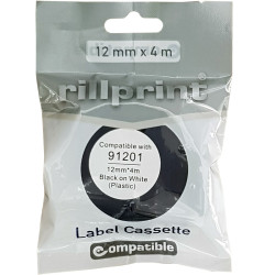 Label Cassette 12mmx4m Plastic (91201 Compatible), Rillprint