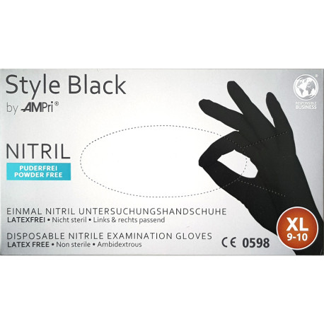 Nitrila cimdi melni Style Black XL 100gab., Ampri