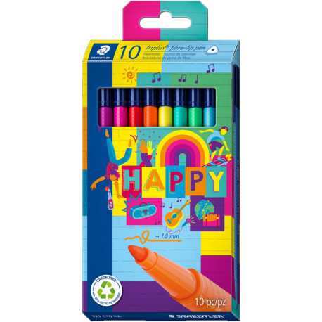 Fibre-tip Pens Triplus® Happy 10pcs, Staedtler