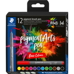 Flomāsteri Pigment Brush Pen Basic Colours 12gab., Staedtler