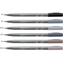 Flomāsters Pigment Soft Brush pelēkie toņi, Staedtler