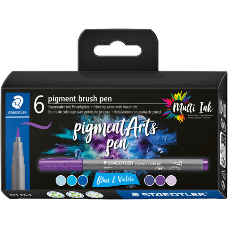 Pigment Brush Pen Blues & Violets 6pcs., Staedtler