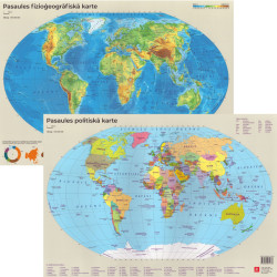 Political and Physiographic World Map A3 1:85000000 Laminated, Jāņa Sēta
