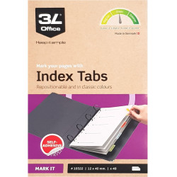 Pārlīmējami atdalītāji Index Tabs krāsaini 12x40mm 48gab., 3L