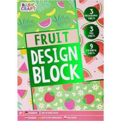 Dizaina papīra bloks Fruit A5 200g/m² 15lp., Basic Craft