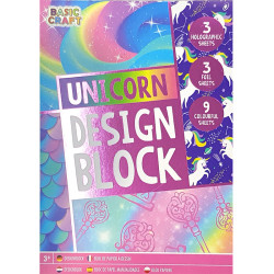 Dizaina papīra bloks Unicorn A5 200g/m² 15lp., Basic Craft