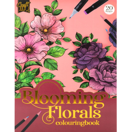 Krāsojamā grāmata Blooming Florals A4 250g/m² 20lp., Craft ID