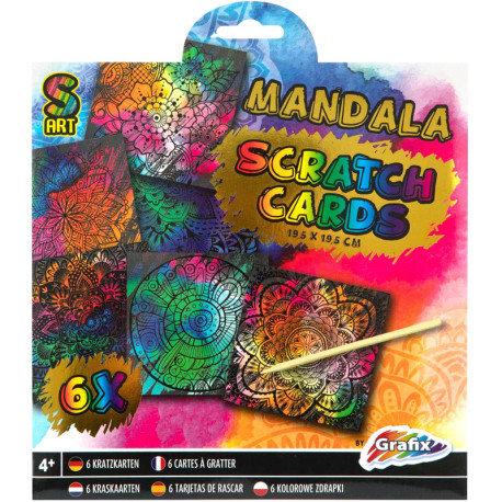 Scratch Cards Mandala 19.5x19.5cm 6pcs., Creative Craft