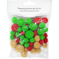 Assorted Plush Pompons Xmas 80pcs., DP Craft