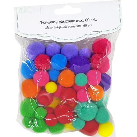 Assorted Plush Pompons Juicy 60pcs., DP Craft