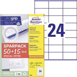 Multipurpose Labels 70x36mm UltraGrip™ 50+15 Sheets, Avery Zweckform