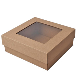 Cardboard Box with Lid and Window 16x16x6cm